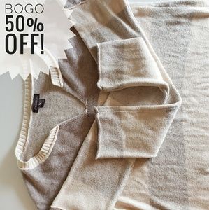 Eddie Bauer Gray and Cream Striped Sweater